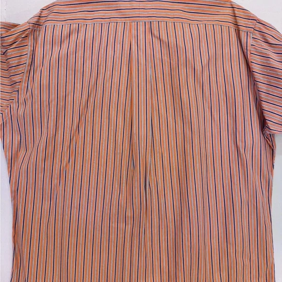 Ralph Lauren Custom Fit Button Down Shirt Men’s Medium Orange Blue Stripe - Picture 3 of 8